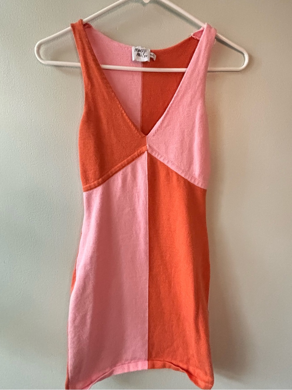 Princess Polly Mini Dress Pink Orange Colorblock Retro Knit Slim Fit SZ M/L - Picture 2 of 6